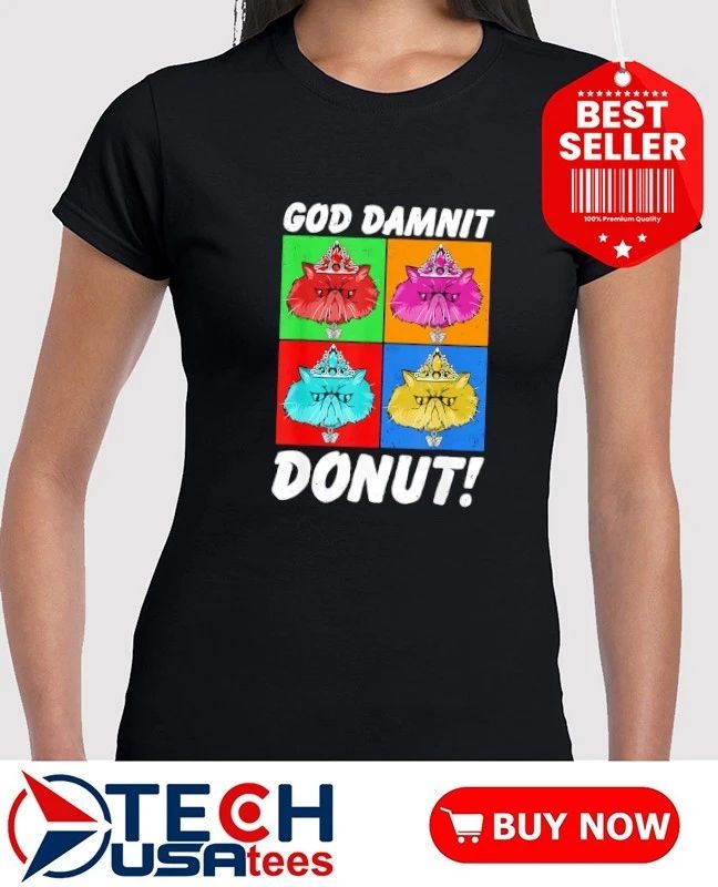 God damnit donut cat pop art shirt