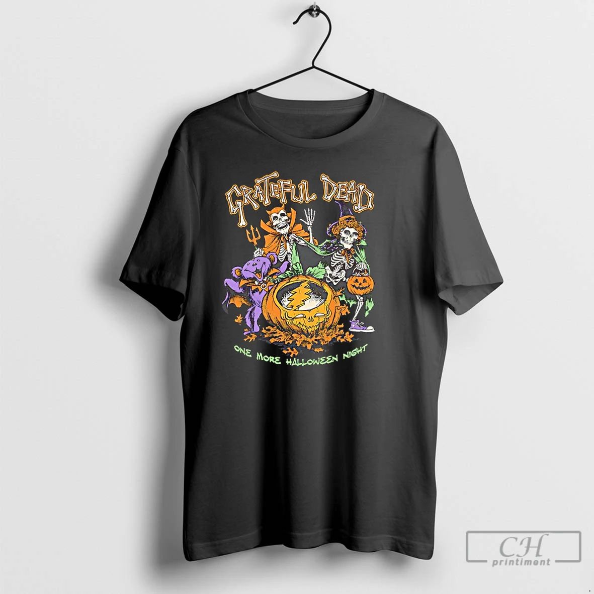 Classic Grateful Dead Steal Your Pumpkin Dark Heather One More Halloween Night T Shirts