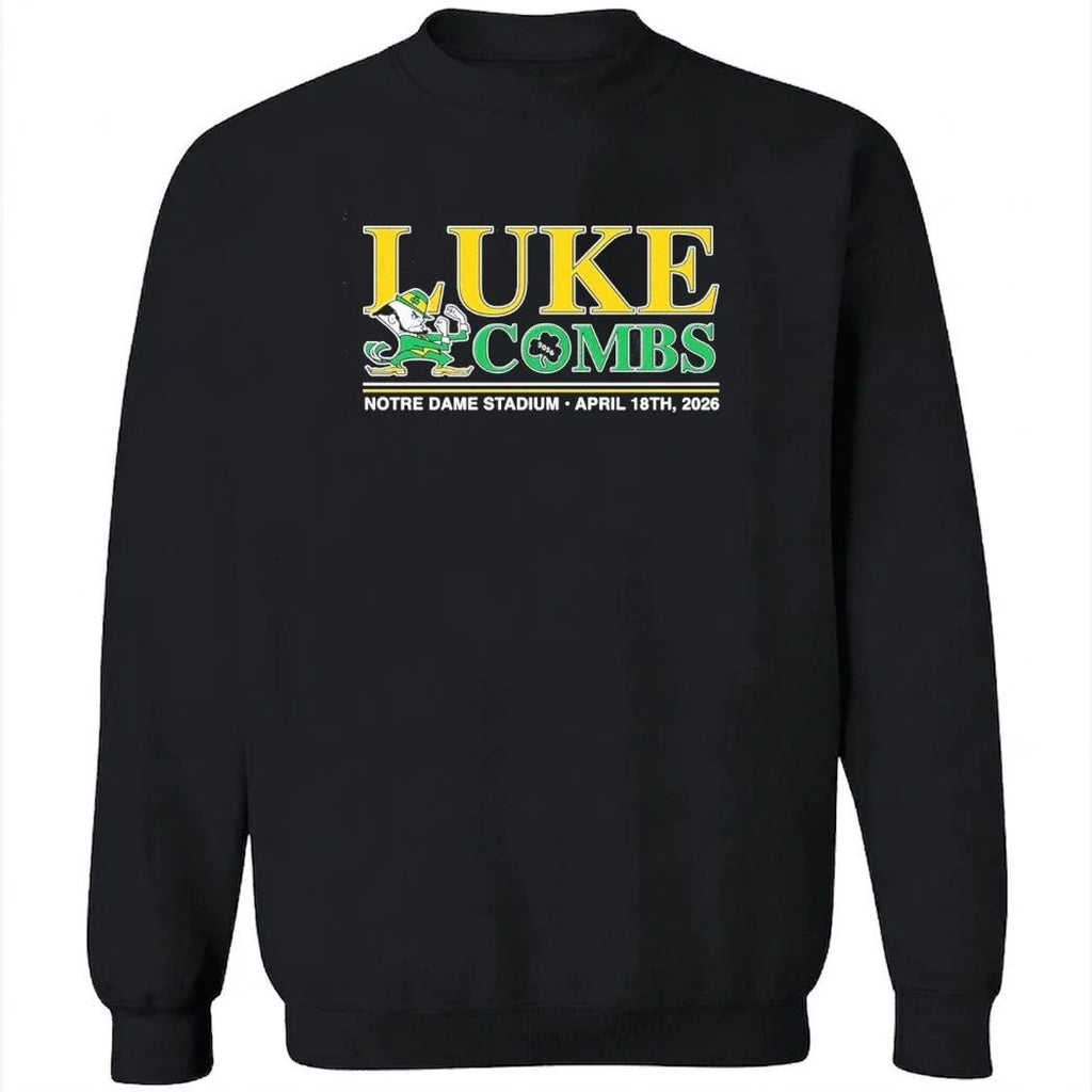 Luke Combs South Bend Indiana 2026 Tour Merch At Notre Dame Stadium April 18 2026 Notre Dame Fighting Irish Logo Shirt