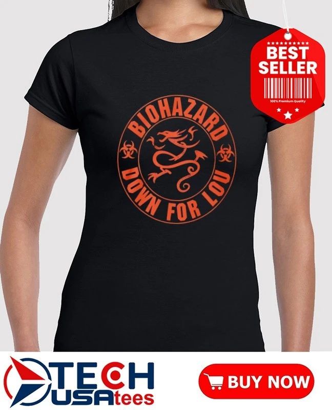 Biohazard and down for lou logo shirt