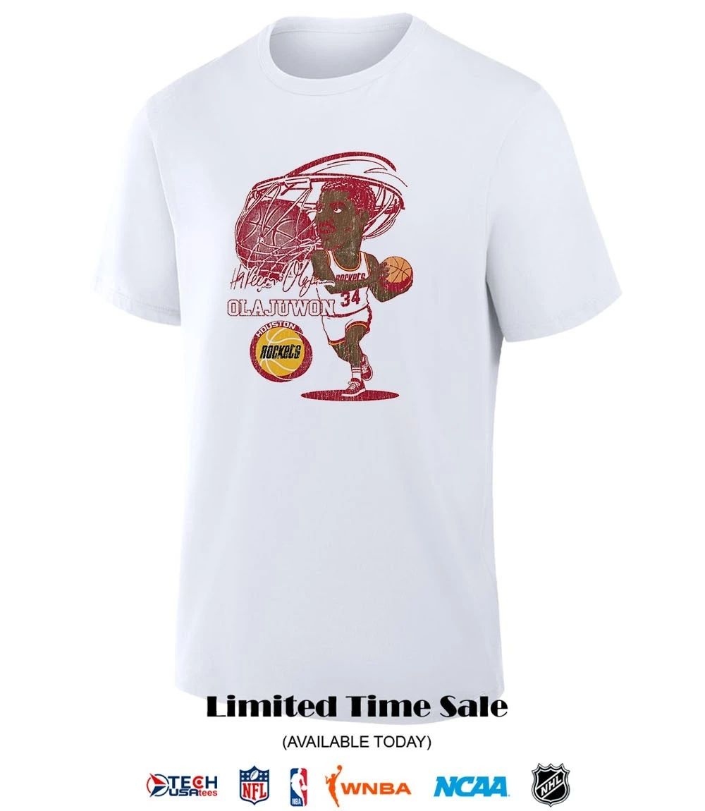 Houston Rockets Hakeem Olajuwon signature caricature shirt