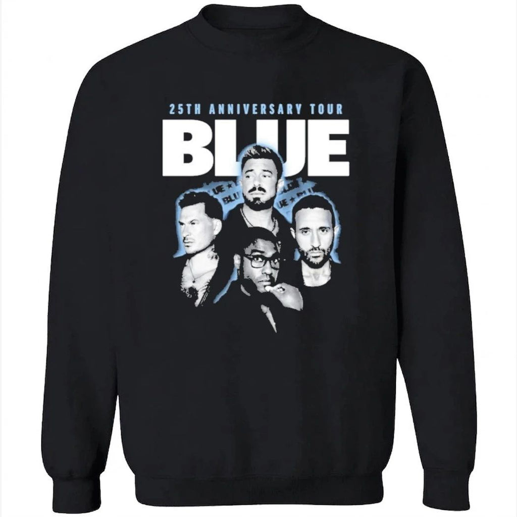 Blue 25th Anniversary Tour Photo Faded Black Shirt