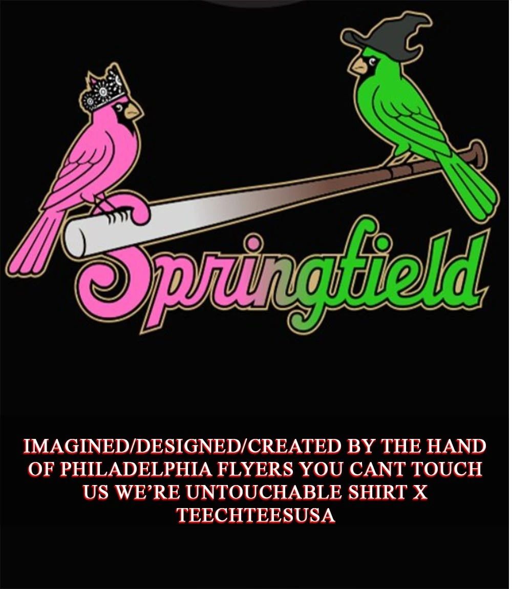 Springfield Cardinals Baseball pink and green logo shirt