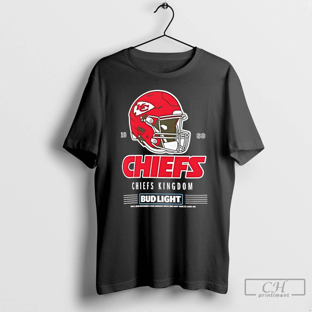 Classic Kansas City Chiefs Bud Light 1960 Chiefs Kingdom Football Helmet T Shirts