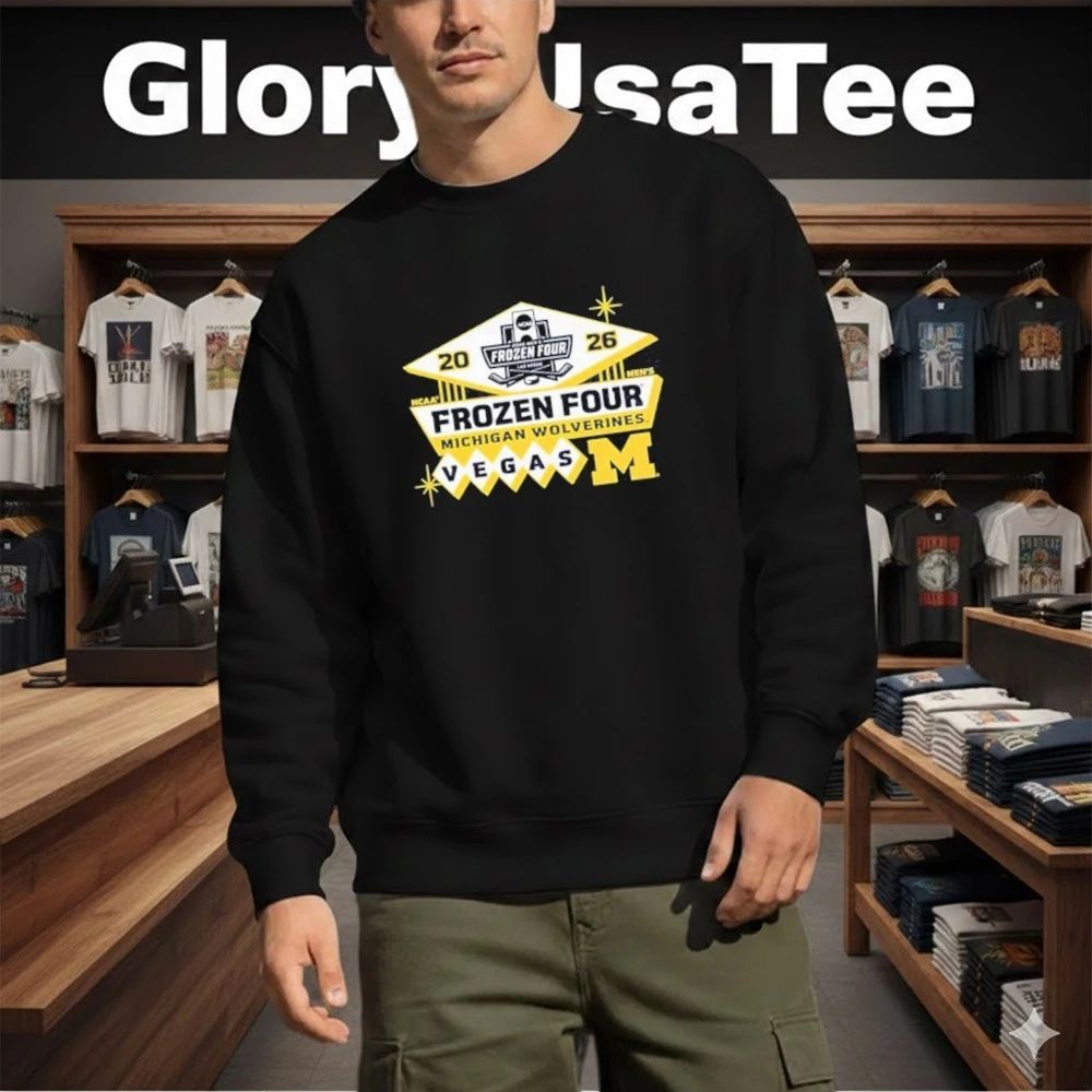 Michigan Wolverines Men’s Hockey 2026 NCAA Frozen Four Vegas Logo T-Shirt