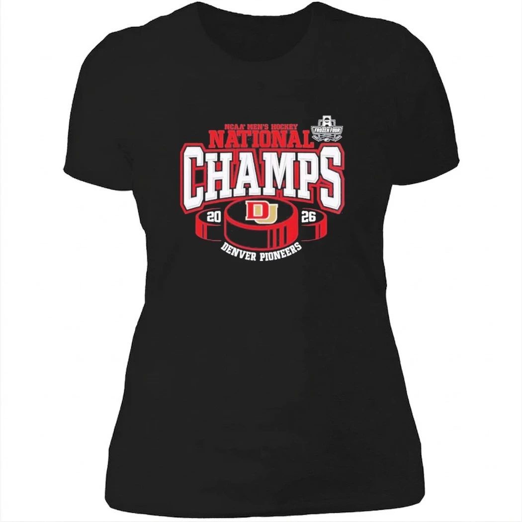 Denver Pioneers 2026 NCAA Frozen Four Men’s Ice Hockey National Champions Hockey Puck T-Shirt