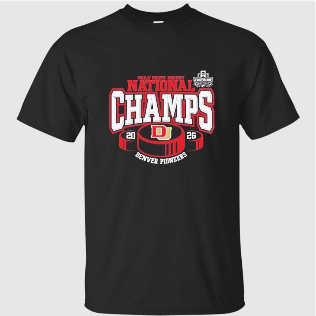 Denver Pioneers 2026 NCAA Frozen Four Men’s Ice Hockey National Champions Hockey Puck T-Shirt