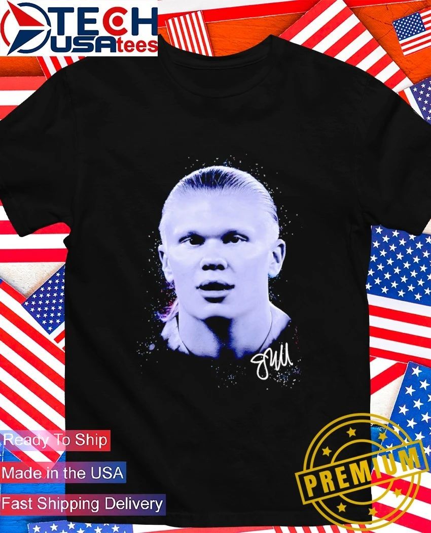 Erling Haaland Manchester City big head signature shirt