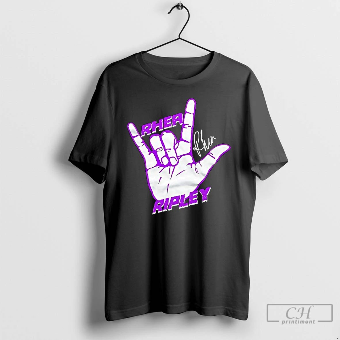 Classic Rhea Ripley Rock And Roll Hand Sign Signature T Shirts