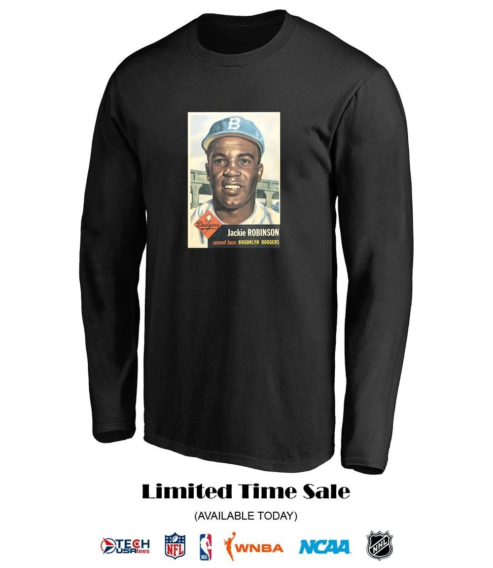Jackie Robinson Brooklyn Dodgers Topps Baseball card T-shirt