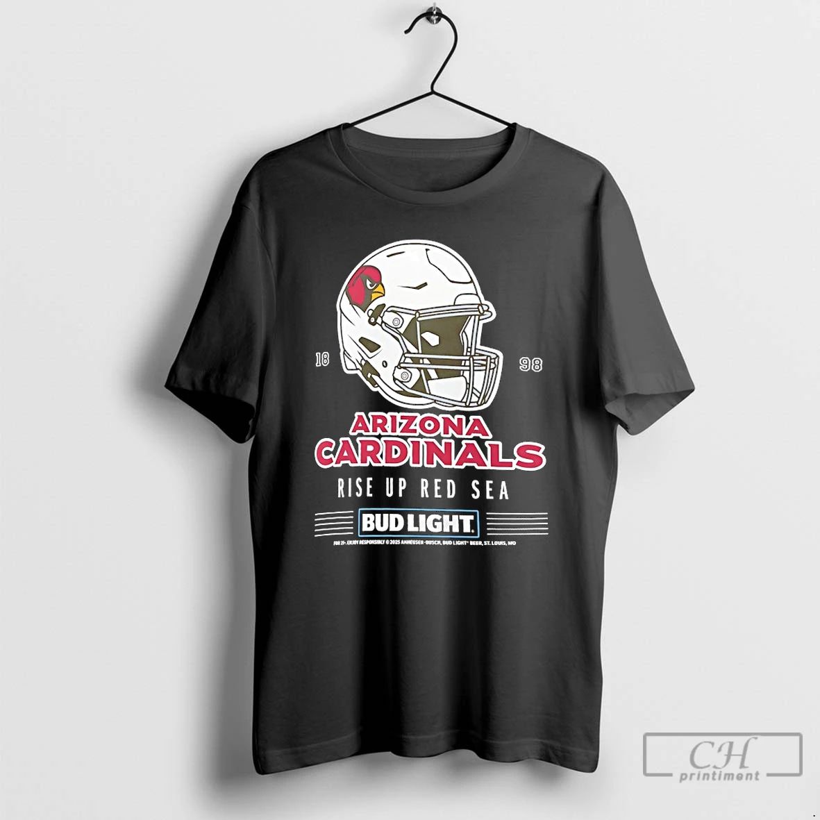 Classic Arizona Cardinals Bud Light 1898 Rise Up Red Sea Football Helmet T Shirts