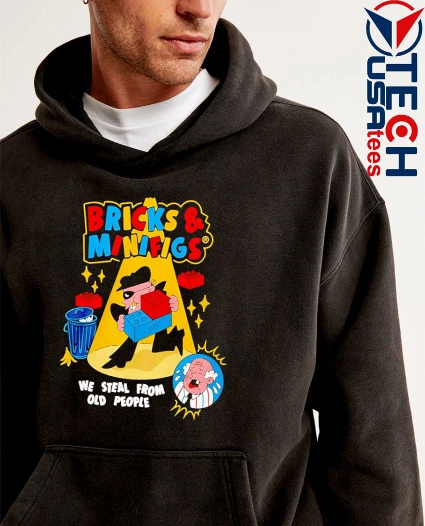 Robber Bricks and Minifigs we steal from old people spotlight scene shirt