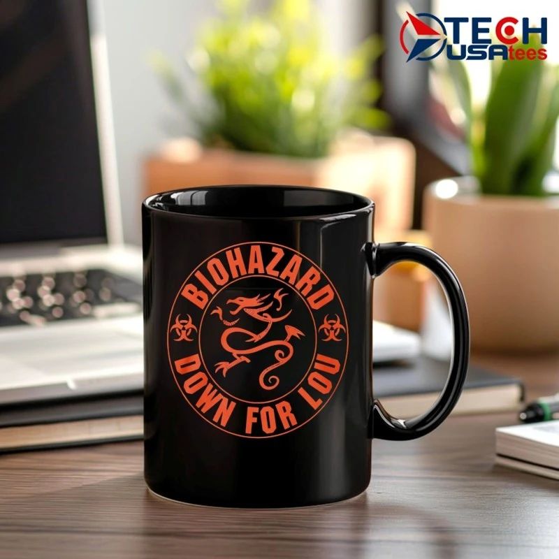 Biohazard and down for lou logo shirt