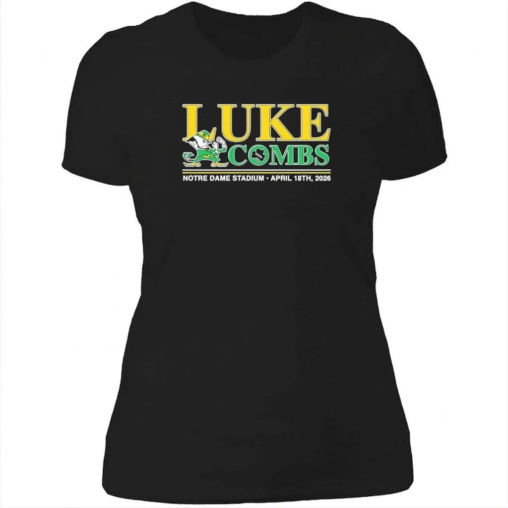 Luke Combs South Bend Indiana 2026 Tour Merch At Notre Dame Stadium April 18 2026 Notre Dame Fighting Irish Logo Shirt