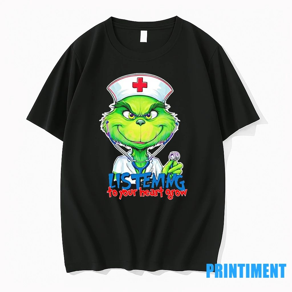 Listening To Your Heart Grow Grinch Christmas Nurse Tshirts Sweater