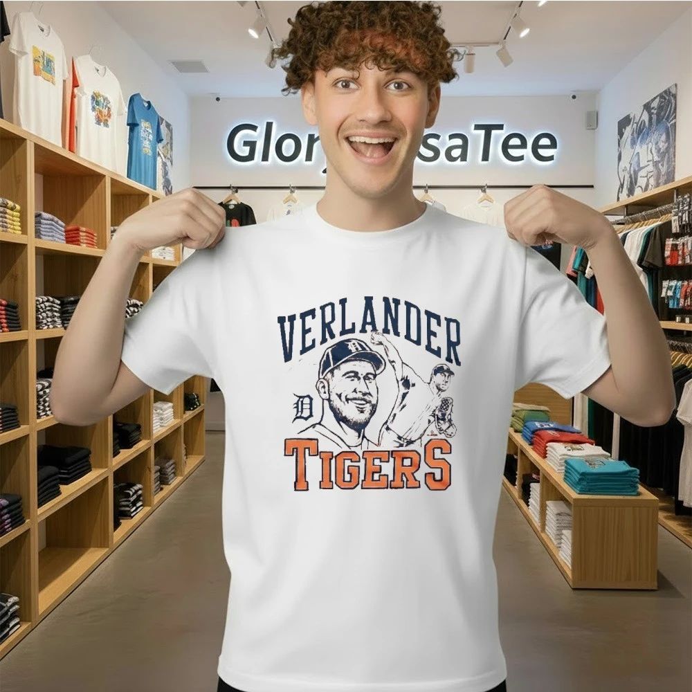Tigers Justin Verlander Signature Portrait Shirt