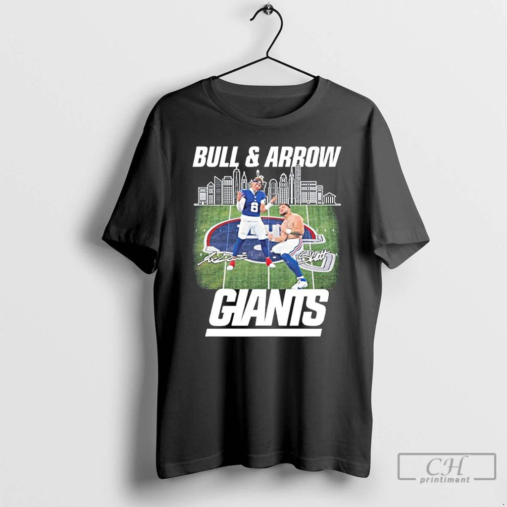 Classic Skattebros Bull Arrow New York Giants T Shirts