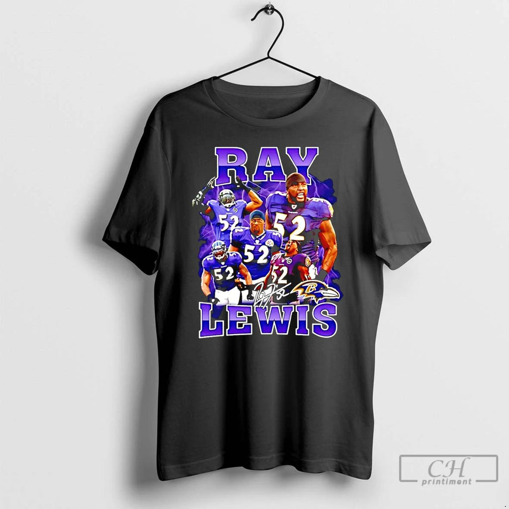 Classic Baltimore Ravens Ray Lewis Picture Collage Signature T Shirts