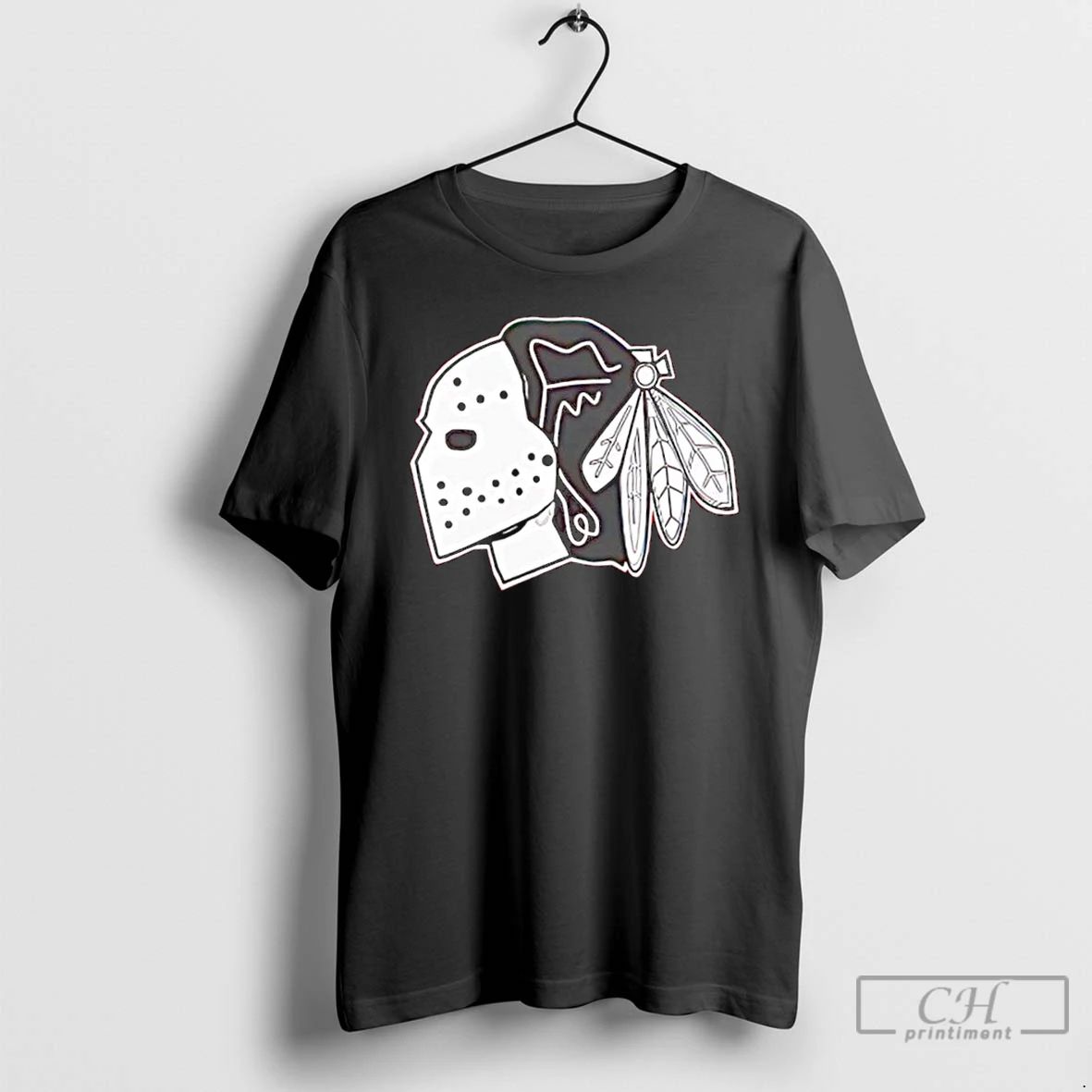 Classic Chicago Blackhawks X Native American Head Hockey Mask T Shirts