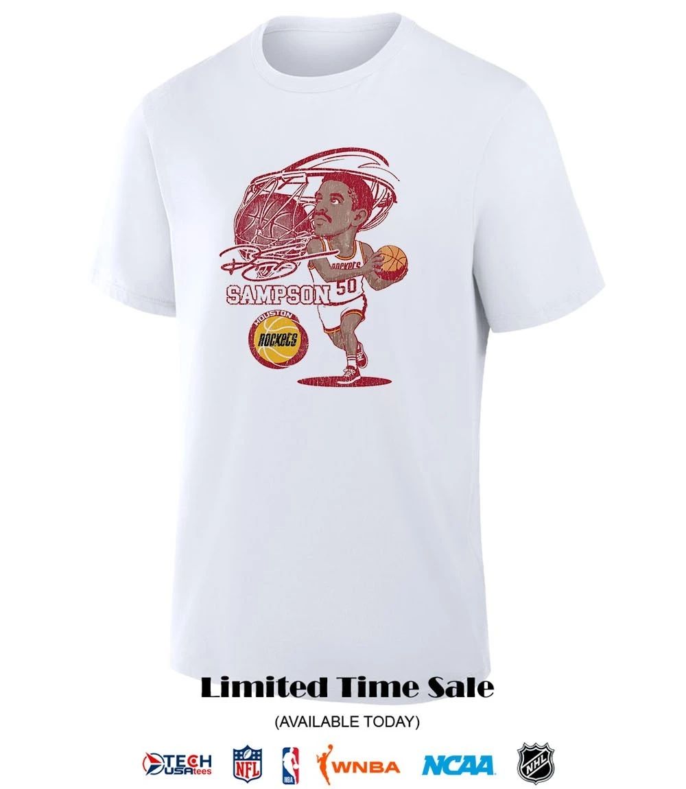 Houston Rockets Ralph Sampson signature caricature shirt