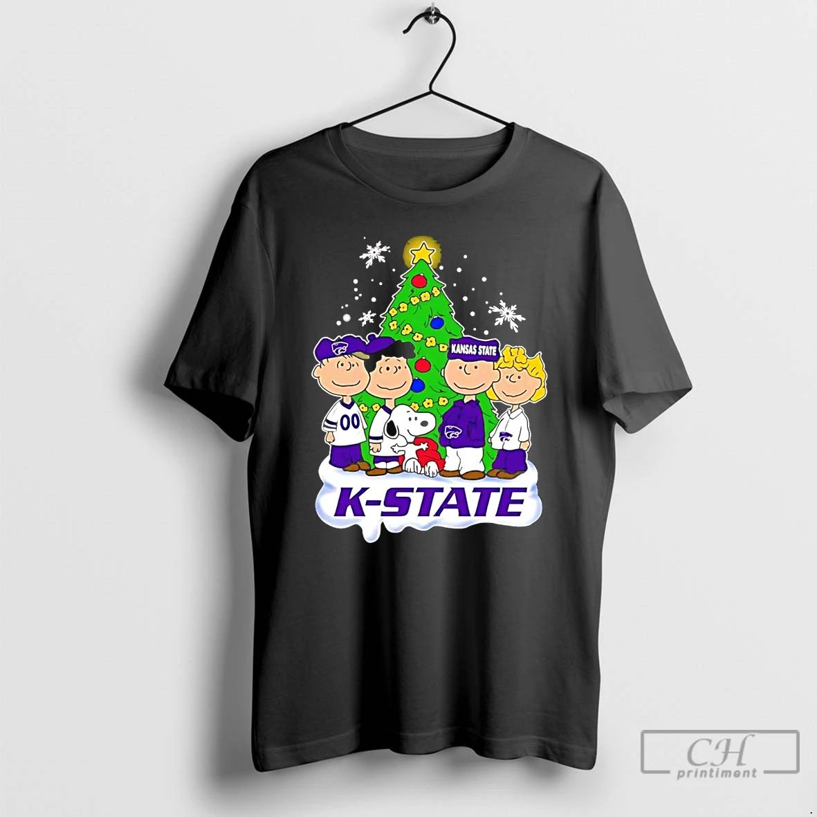 Classic Peanuts Kansas State Wildcats Under Christmas Tree T Shirts