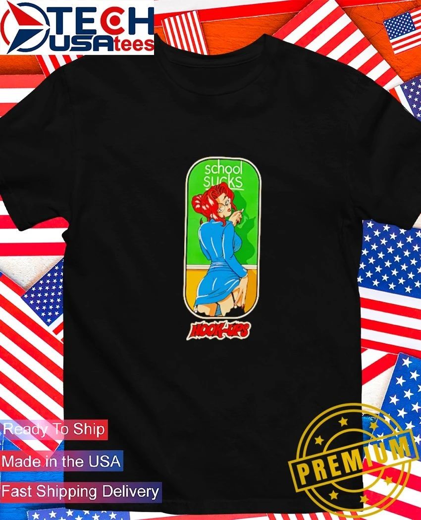 Hook-Ups Skateboards School Sucks 1990s anime shirt