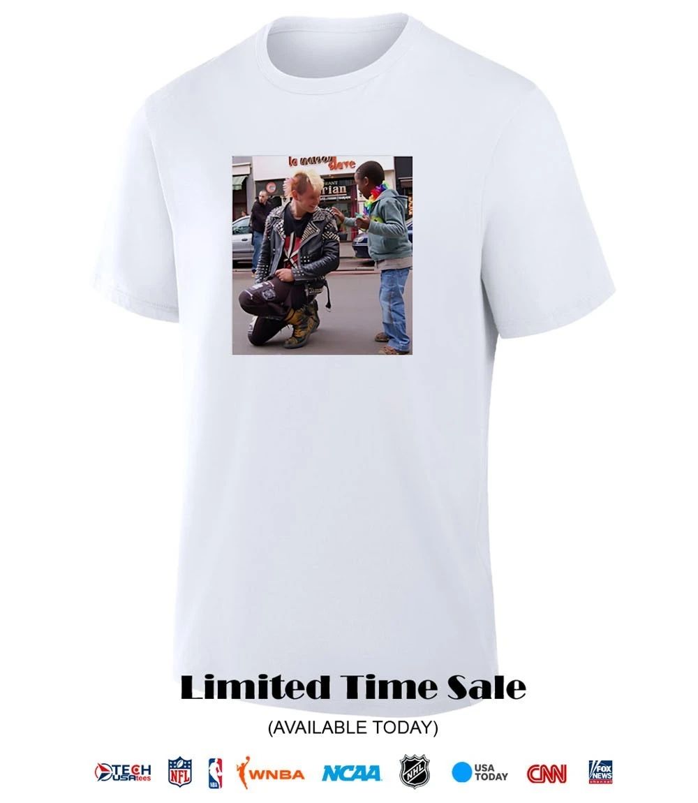 A punk stops during a gay pride shirt