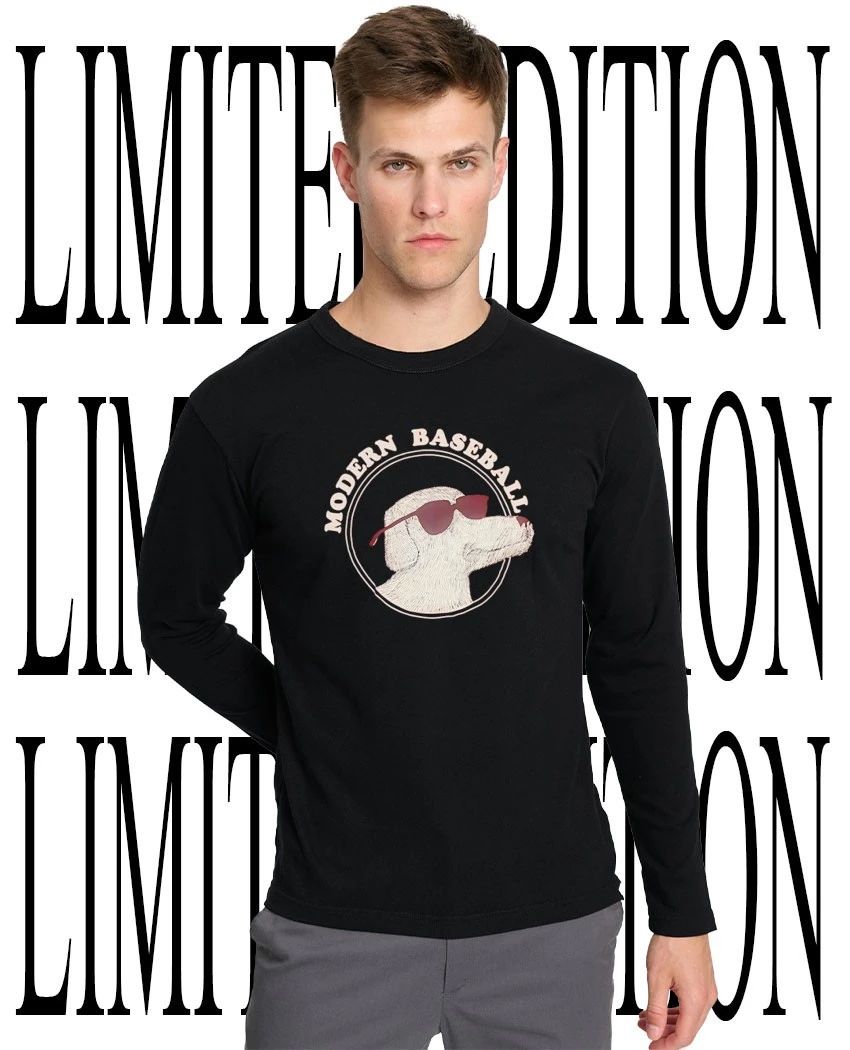 Modern Baseball dog with sunglasses caricature tee