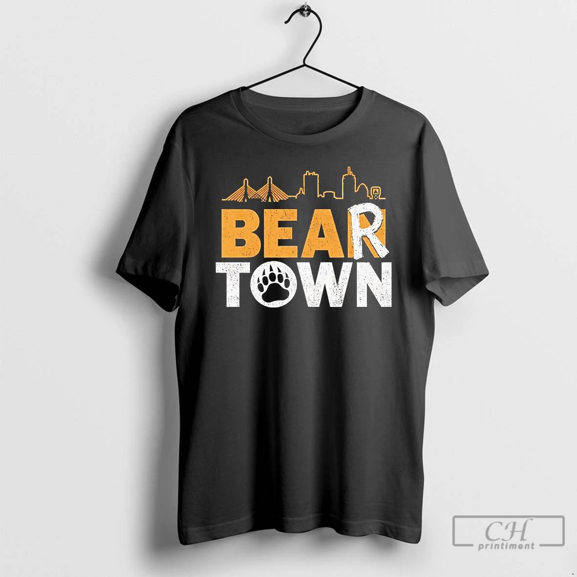 Premium Boston Bruins Bear Town Skyline T Shirts