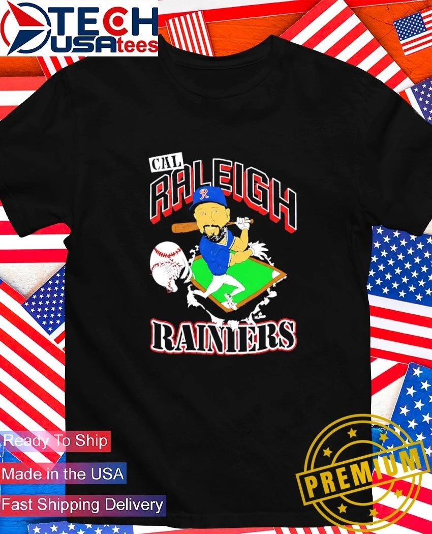 Cal Raleigh Rainiers catcher player caricature shirt