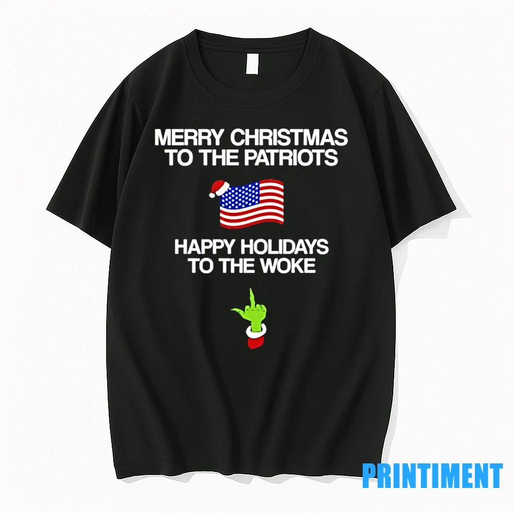 Grinch Middle Finger Merry Christmas To The Patriots Happy Holidays To The Woke Tshirts Sweater