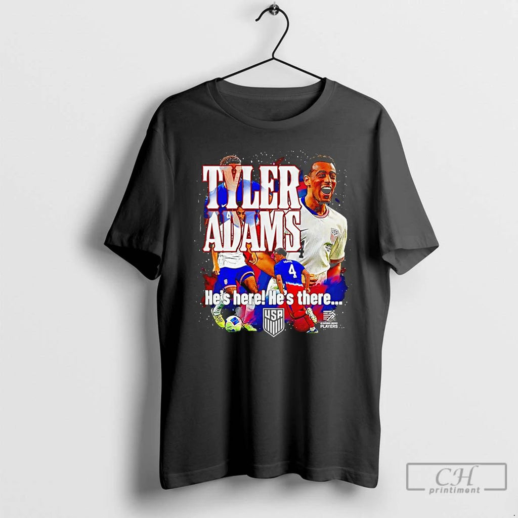 Classic Tyler Adams Warning Usmnt Hes Here Hes There Player Collage T Shirts