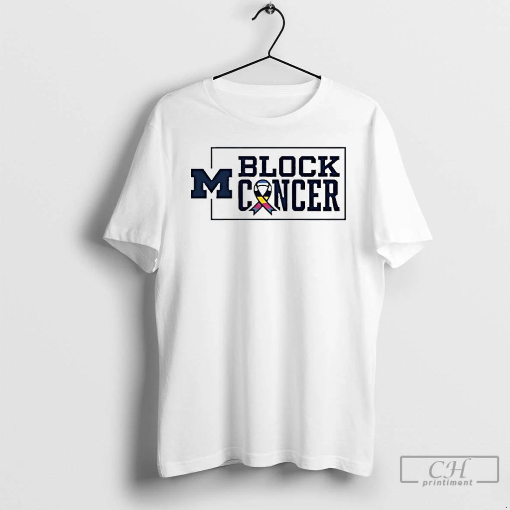 Classic Michigan Football 2025 Block Cancer T Shirts