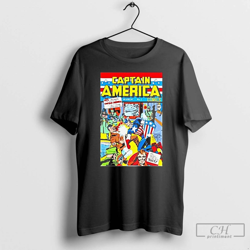 Classic Captain America Punching Hitler Comic T Shirts