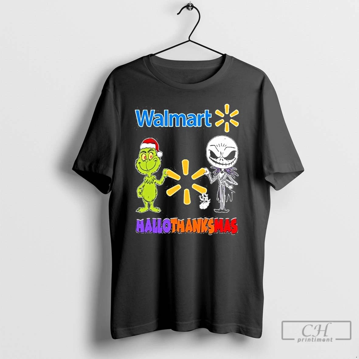 Classic Walmart Santa Grinch X Jack Friends Fist Bump Hallothanksmas T Shirts