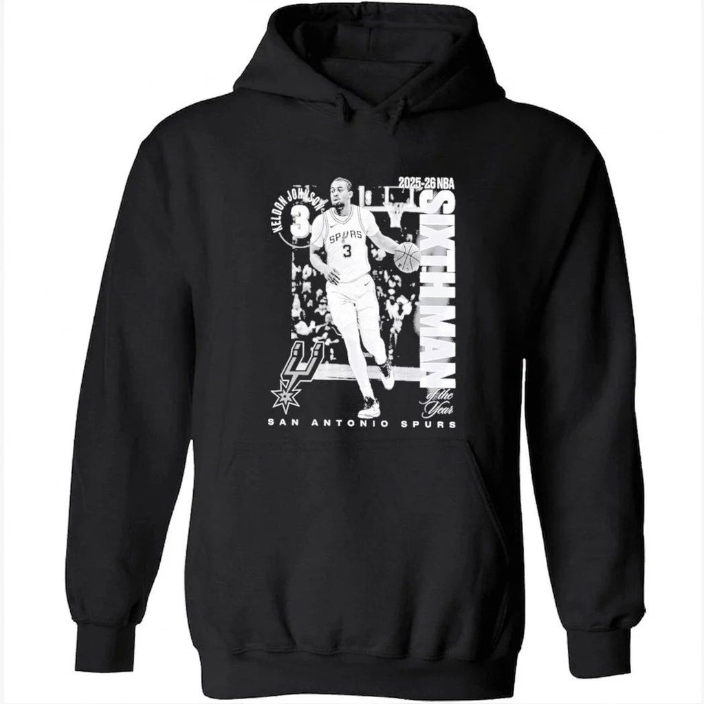 San Antonio Spurs Keldon Johnson Black 2025-26 NBA Sixth Man Legacy T-Shirt