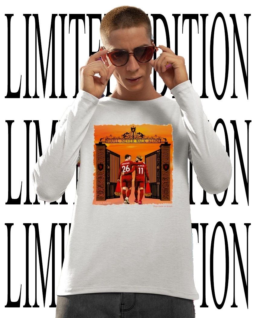 Andy Robertson and Mohamed Salah you’ll never walk alone shirt