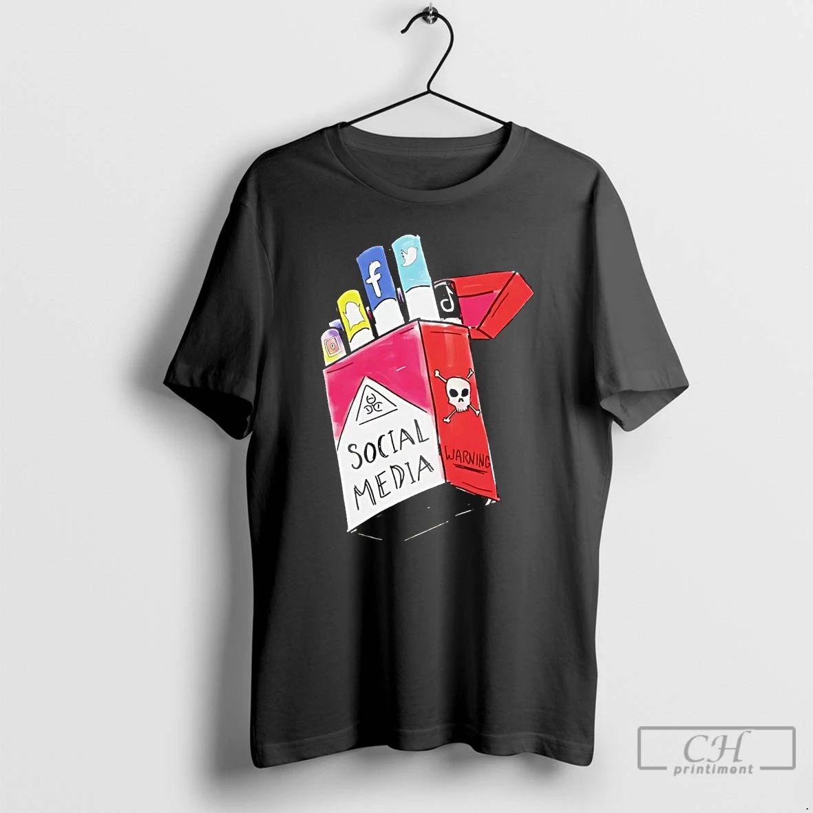 Premium Social Media Cigarette Warning Pack T Shirts