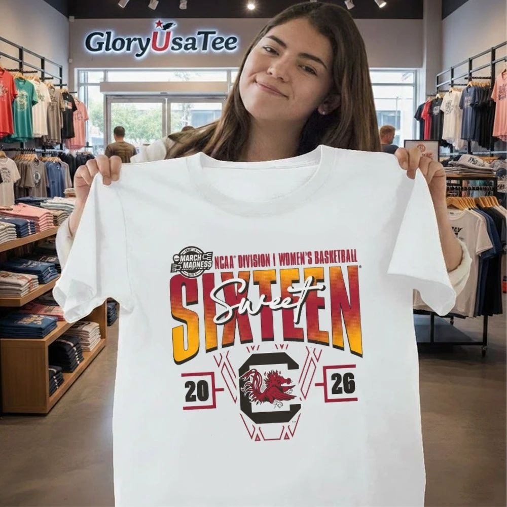 South Carolina Gamecocks Women’s 2026 NCAA Women’s Basketball Tournament March Madness Sweet 16 Court Shot T-Shirt