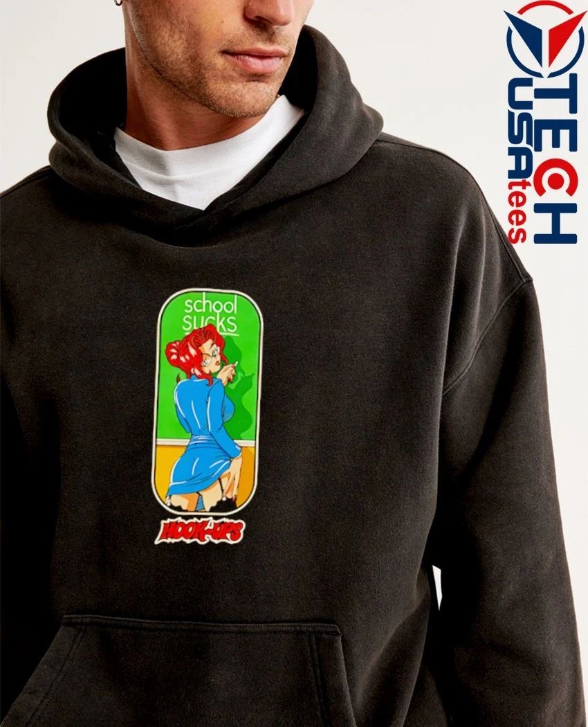 Hook-Ups Skateboards School Sucks 1990s anime shirt