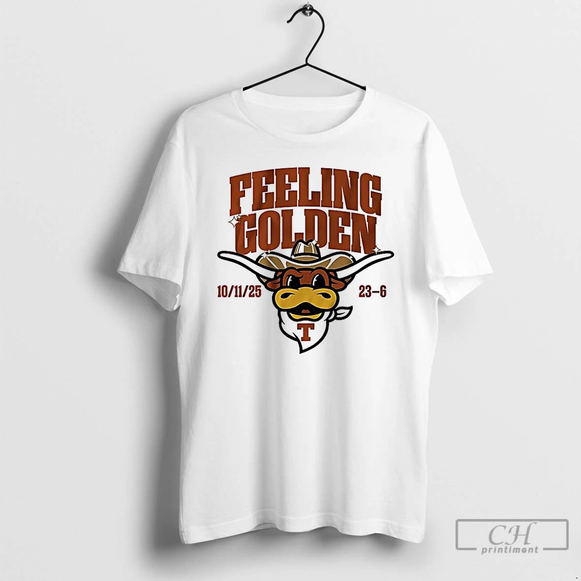 Classic Texas Longhorns Football Feeling Golden 2025 Mascot T Shirts