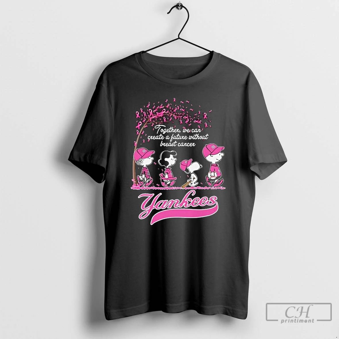 Classic The Peanuts Walking New York Yankees Together We Can Create A Future Without Breast