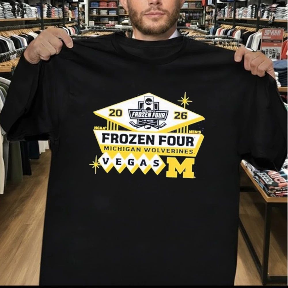 Michigan Wolverines Men’s Hockey 2026 NCAA Frozen Four Vegas Logo T-Shirt