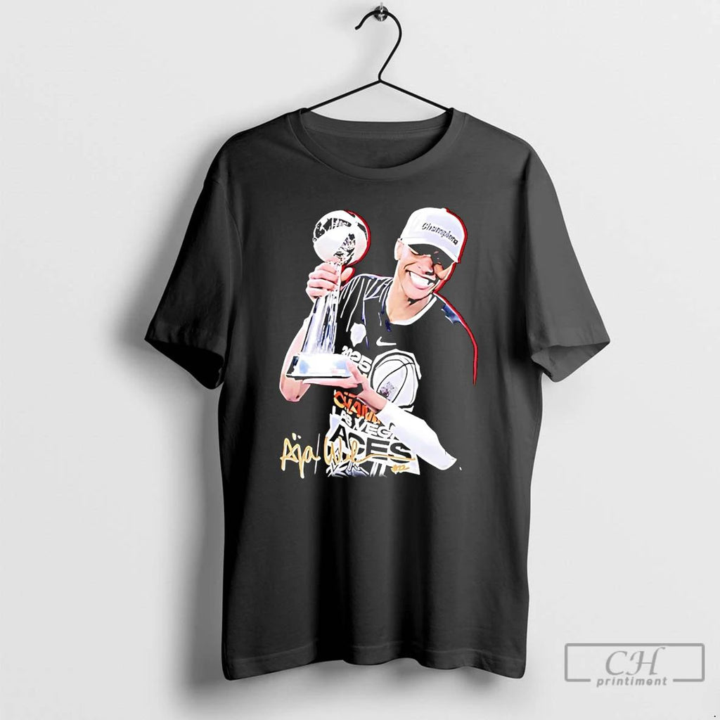 Classic Aja Wilson Las Vegas Aces Mvp Trophy Graphic T Shirts