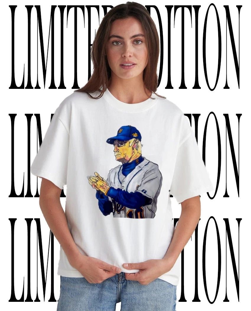 MLB Milwaukee Brewers Ned Yost 30 Baseball clapping caricature t-shirt