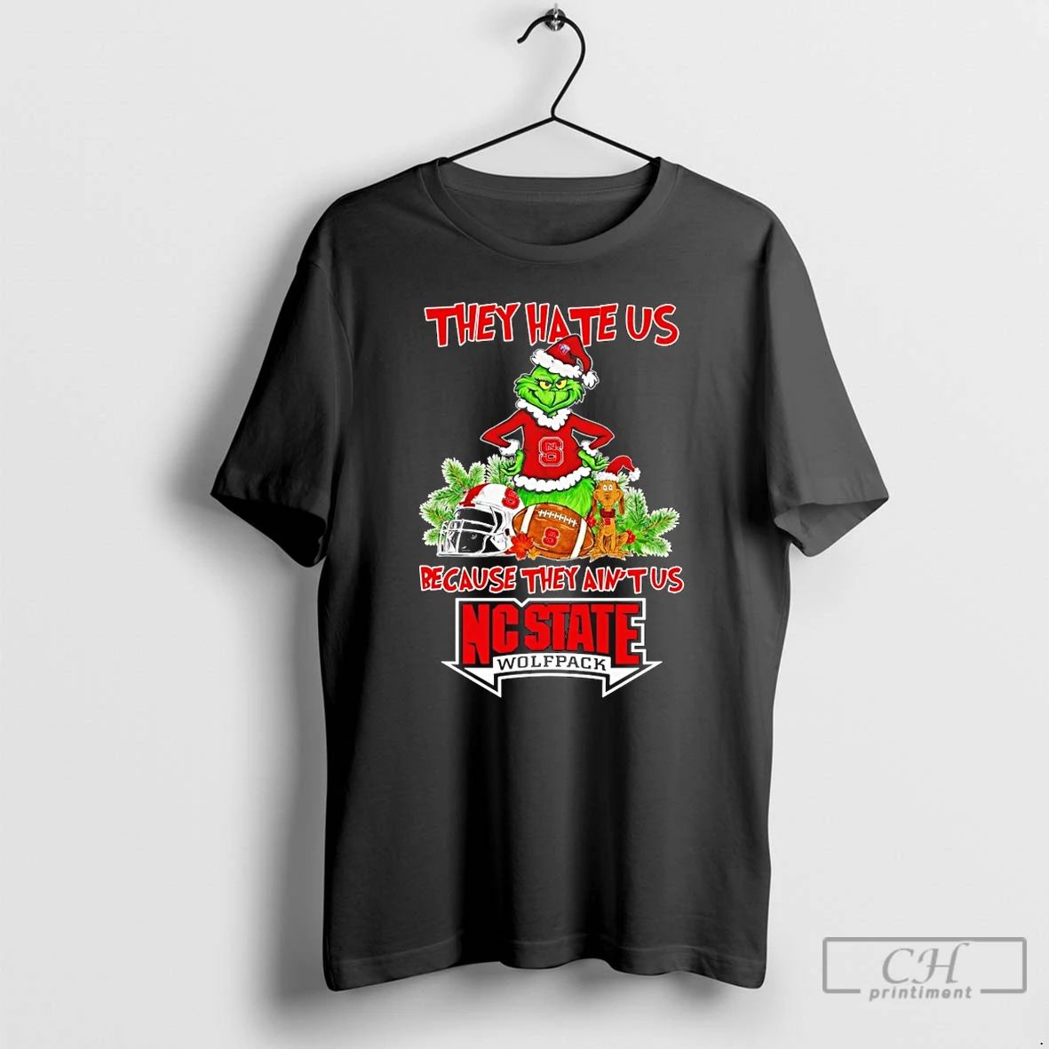 Premium Grinch They Hate Us Because They Aint Us Nc State Wolfpack T Shirts