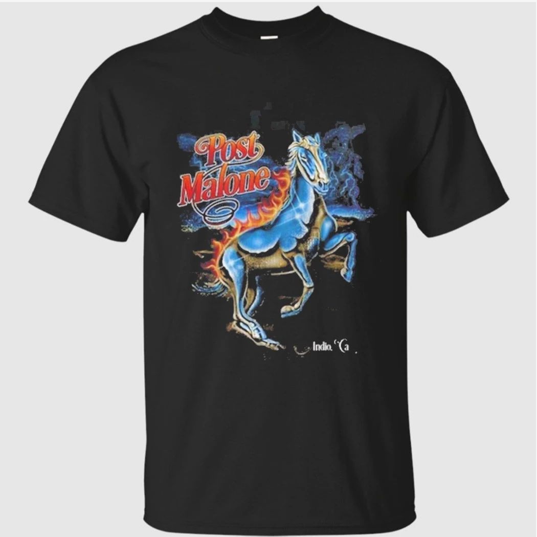 Post Malone Stagecoach 2026 Festival Indio California Merch On April 26 2026 The Lightning Horse T-Shirt