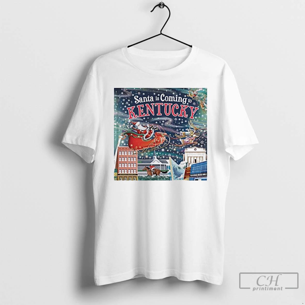 Classic Santa Is Coming To Kentucky Christmas T Shirts