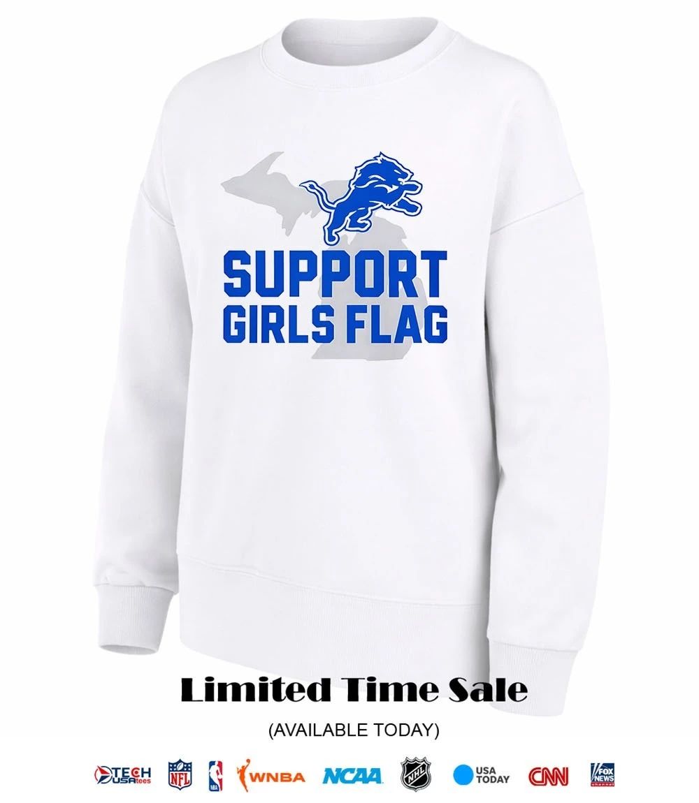 Detroit Lions support girls flag shirt