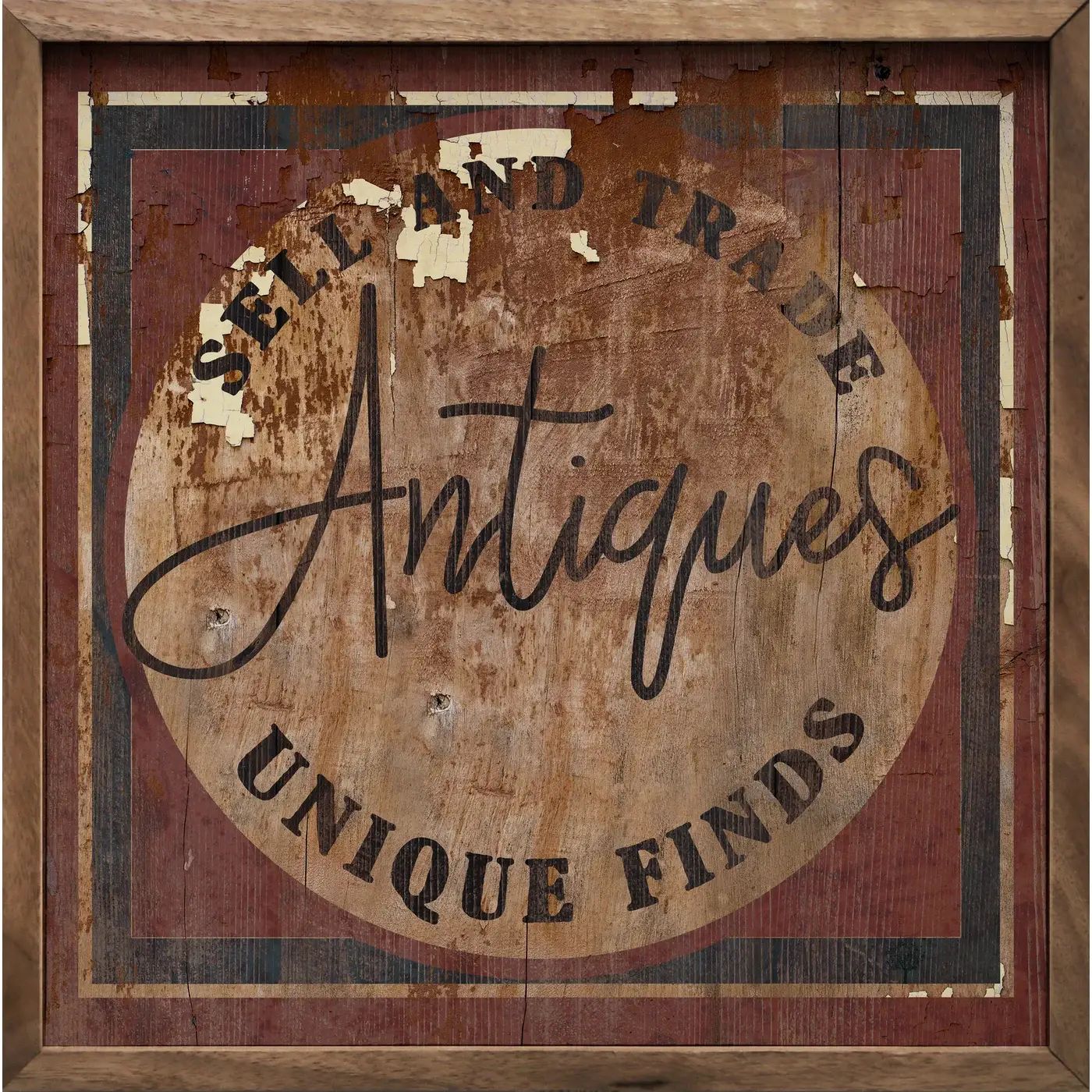 Antiques Rustic Border Red
